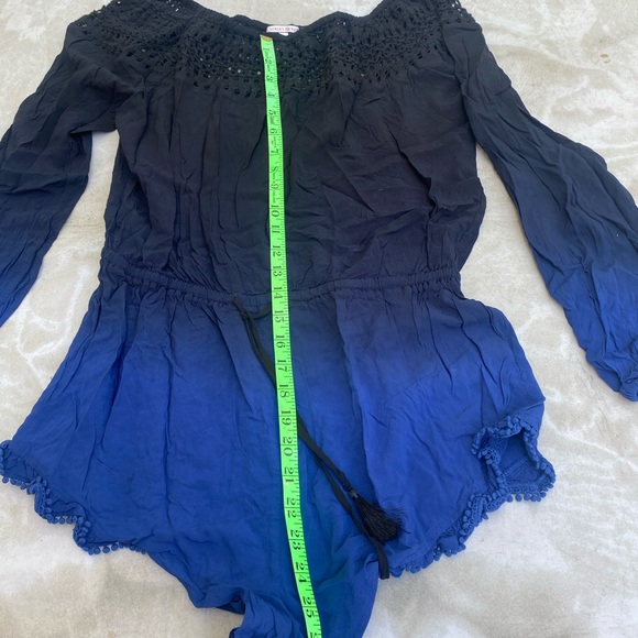 VICTORIA'S SECRET Beach Swim Cover Up Crochet Tassel Romper Ombre Blue B… - Picture 4 of 6